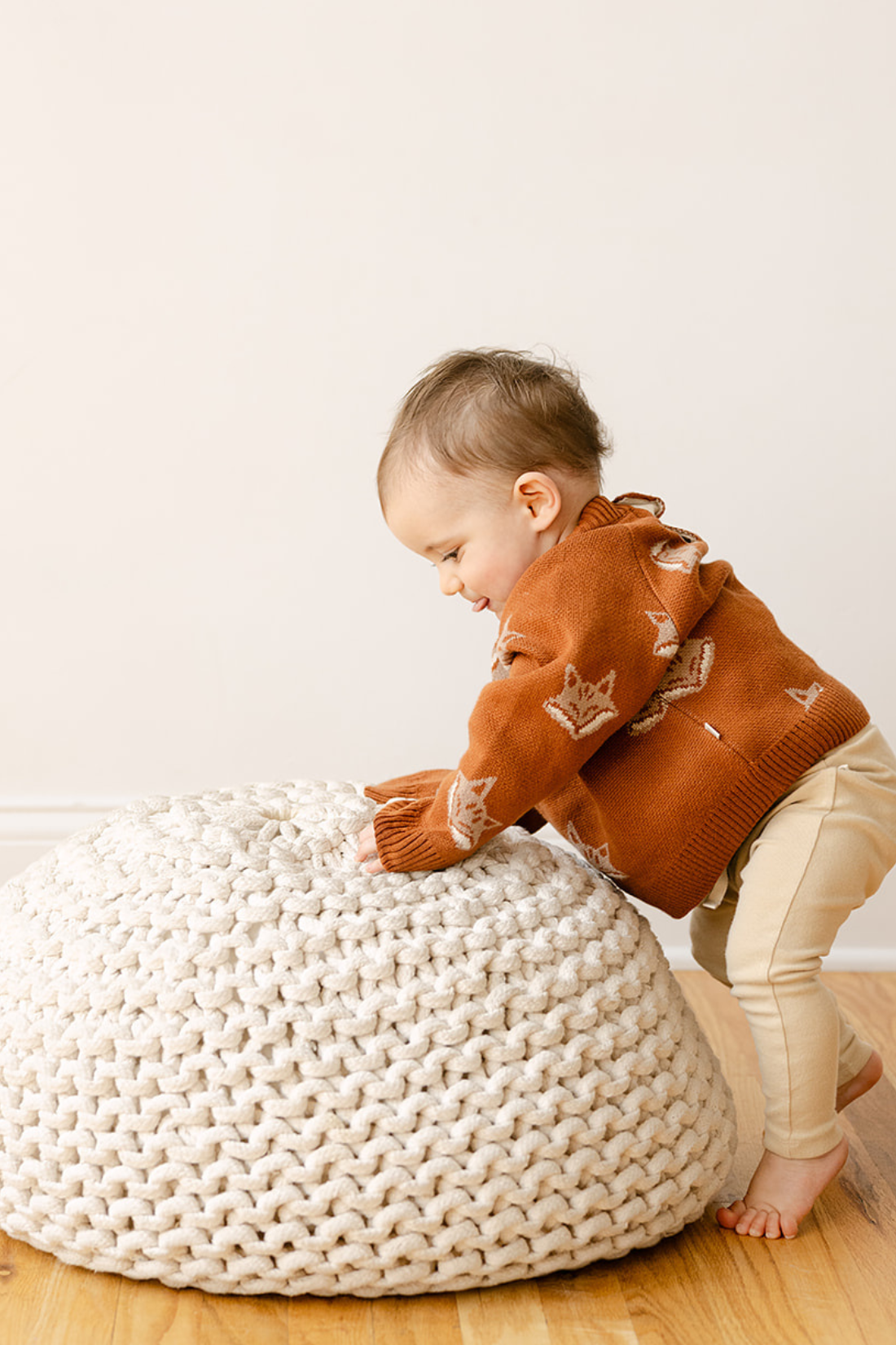 Organic Fox Knit Sweater in Mocha Bisque