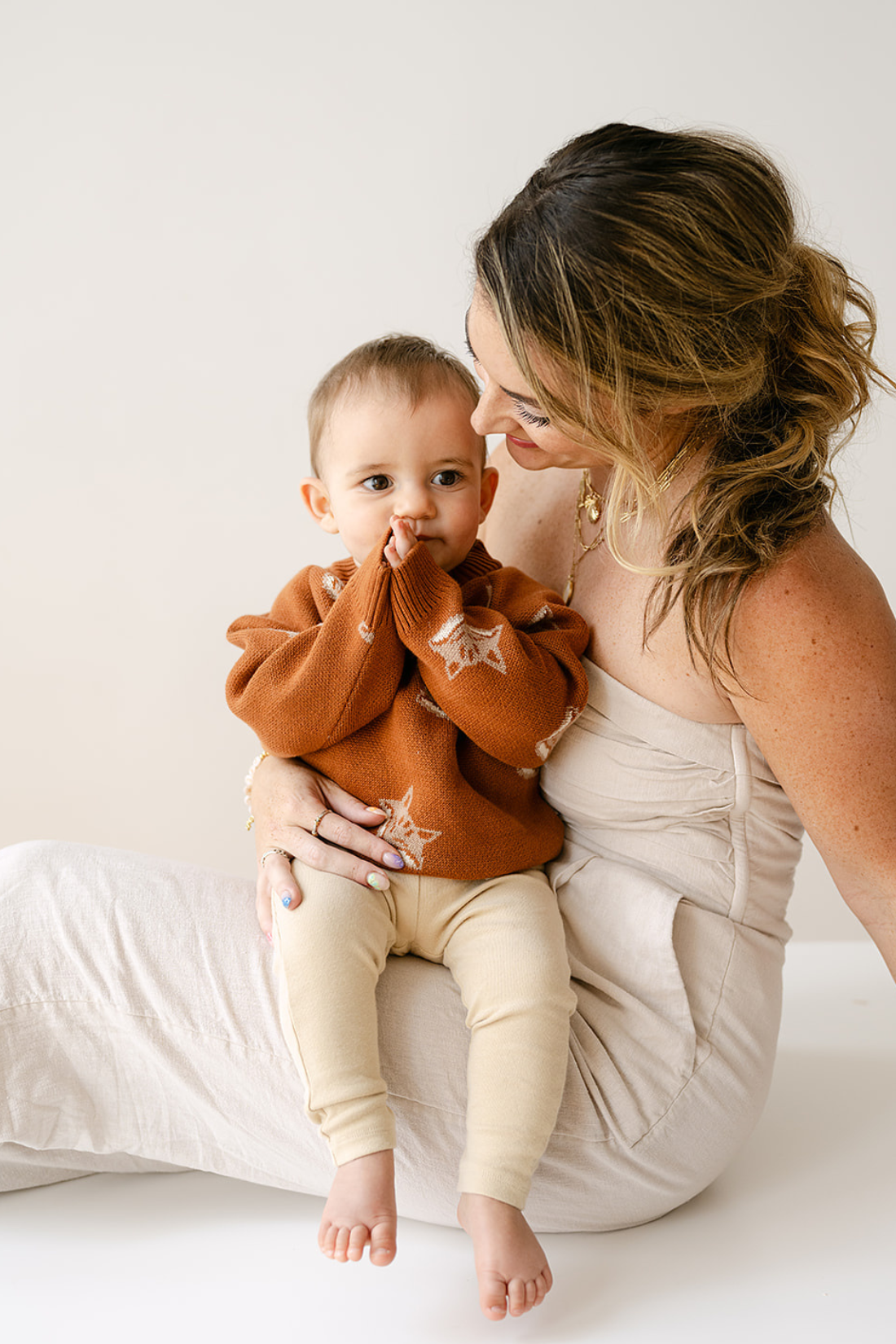 Organic Fox Knit Sweater in Mocha Bisque