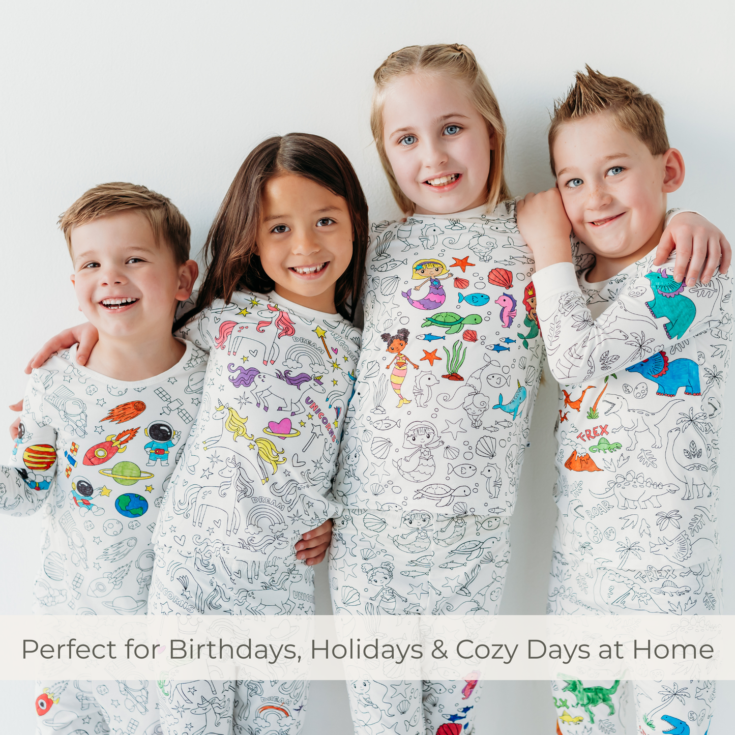 Mermaid Coloring Pajamas for Kids | Soft Bamboo 2 Piece Set