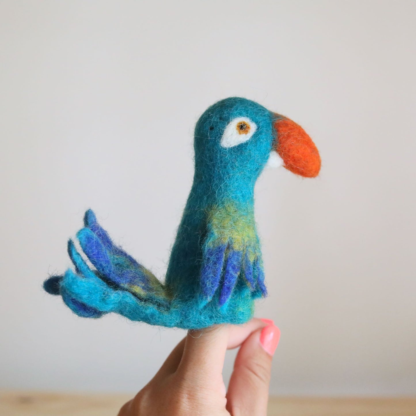 Felt Finger Puppet - Parrot / Macaw / Blue