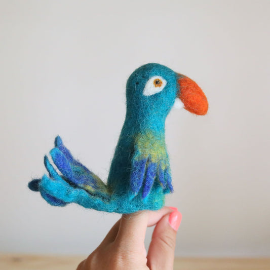 Felt Finger Puppet - Parrot / Macaw / Blue