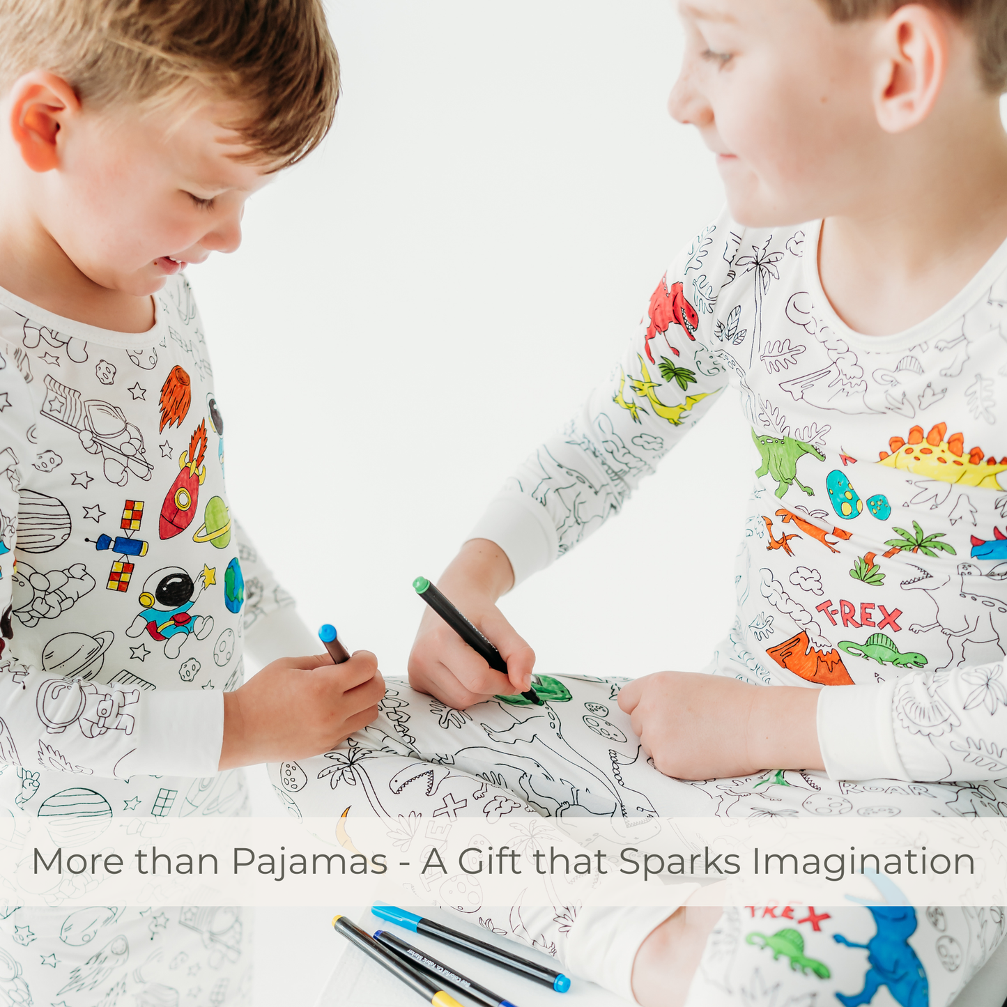 Space Coloring Pajamas for Kids | Soft Bamboo 2 Piece Set