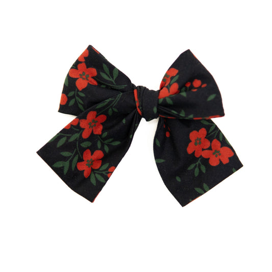 Red Hot Floral Petite Hair Bow