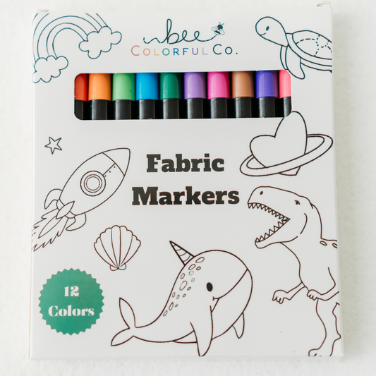 Fabric Markers for Kids | 12 Permanent Colors | Bee Colorful Co