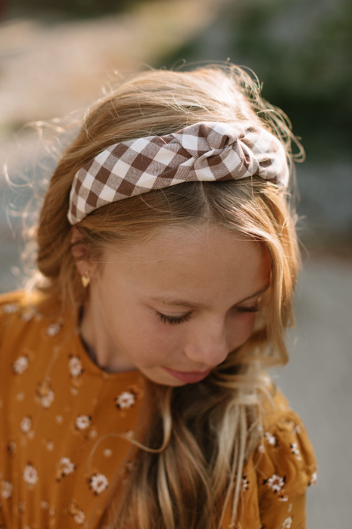 Fawn Gingham Knotted Headband