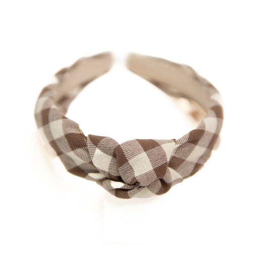 Fawn Gingham Knotted Headband