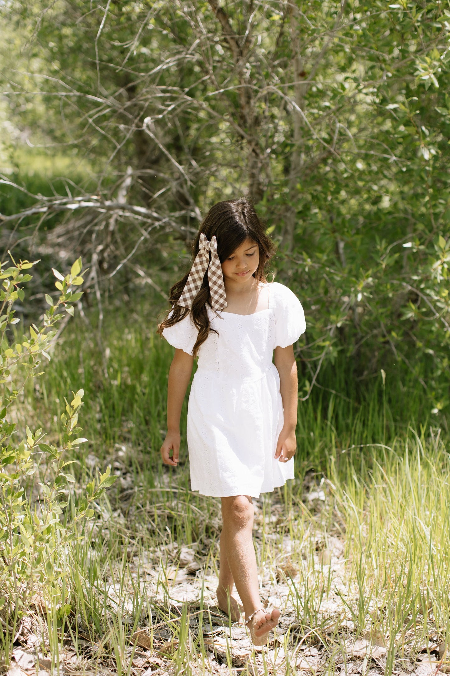 Fawn Gingham Lady Hair Bow