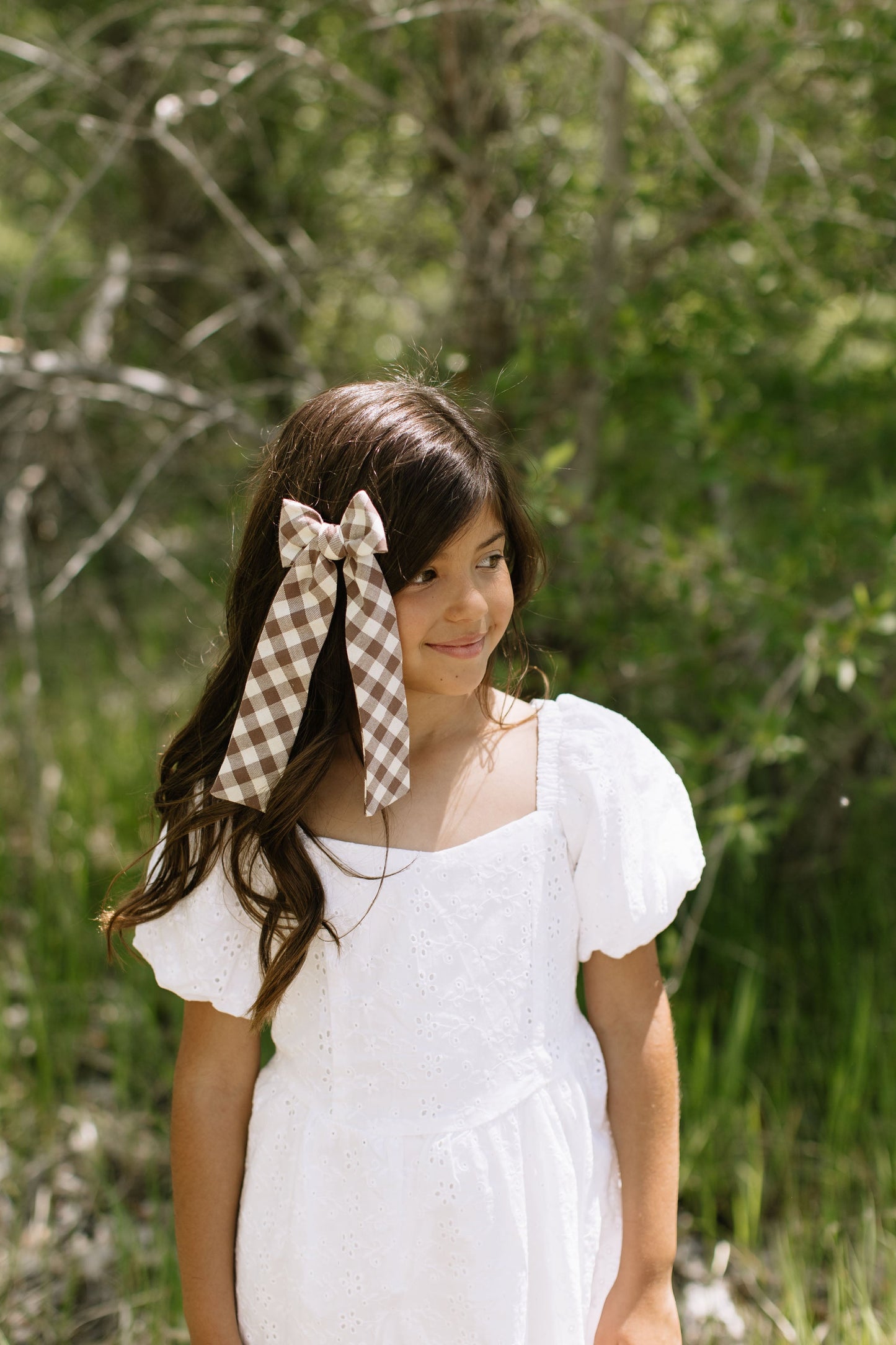 Fawn Gingham Lady Hair Bow