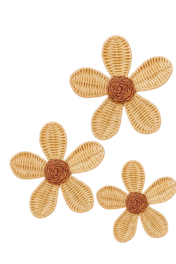 Rattan Daisy Wall Decor | Boho Nursery Wall Art | Kids Room Flower Wall Hanging | Handmade Natural