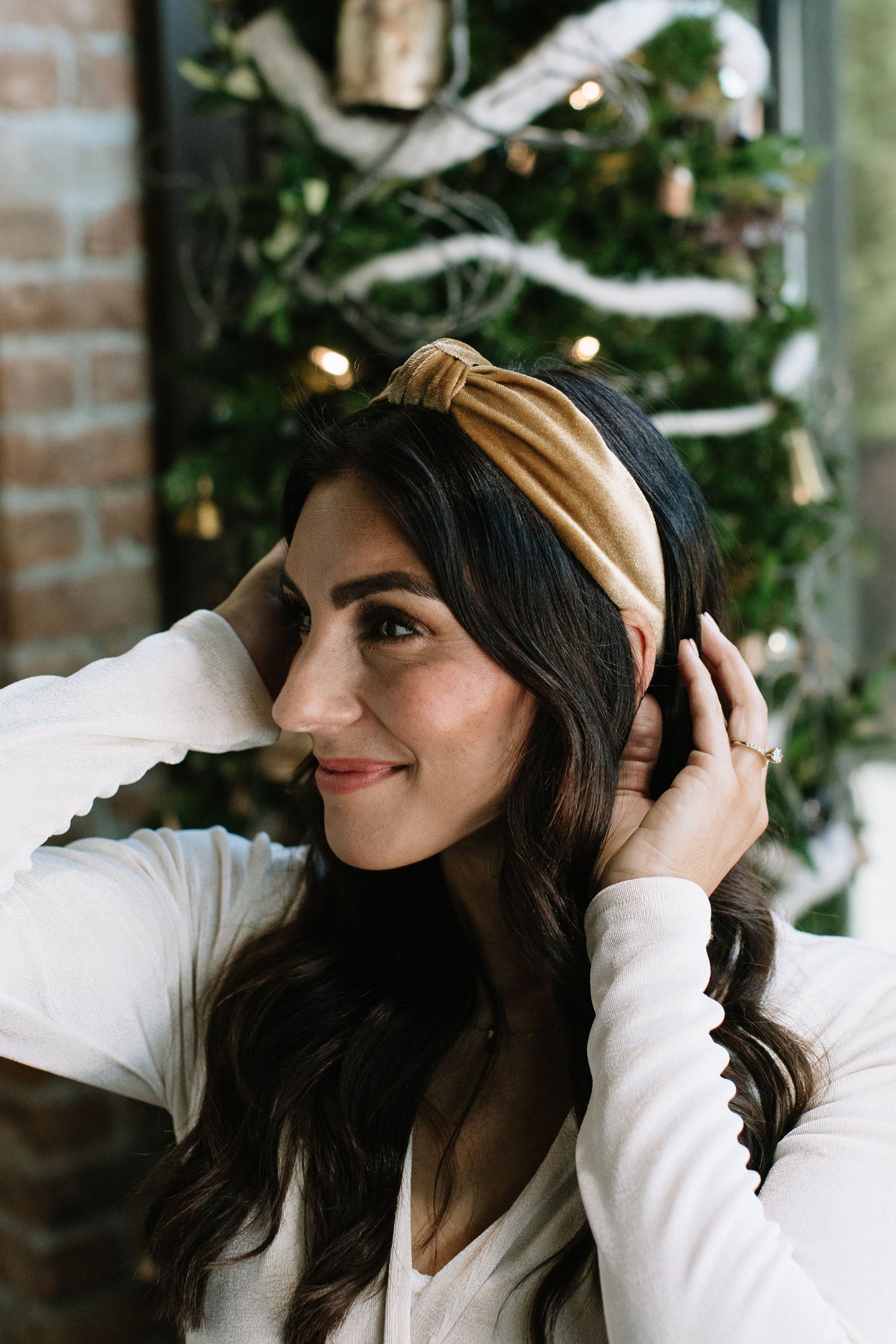 Gold Velvet Knotted Headband