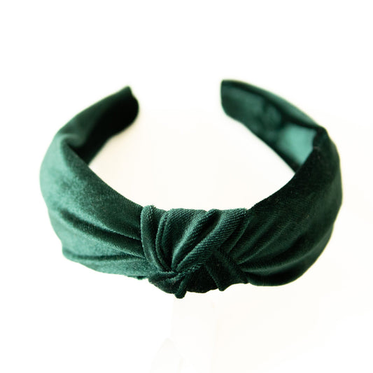 Green Velvet Knotted Headband