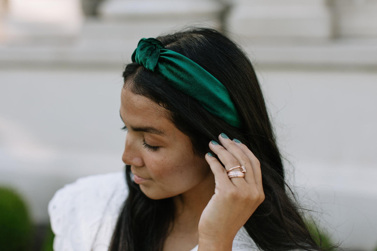Green Velvet Knotted Headband