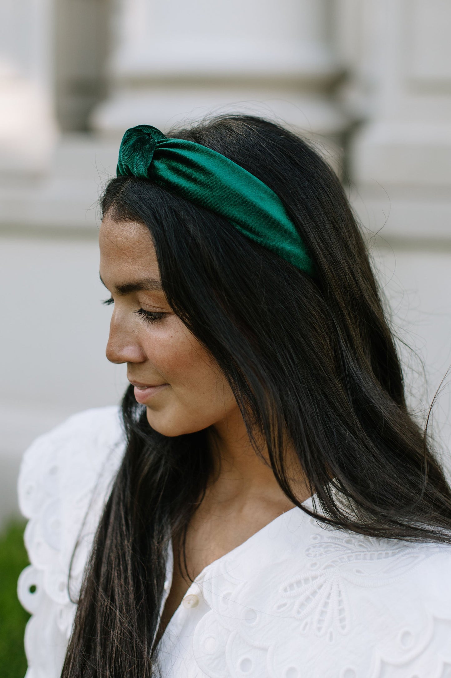 Green Velvet Knotted Headband