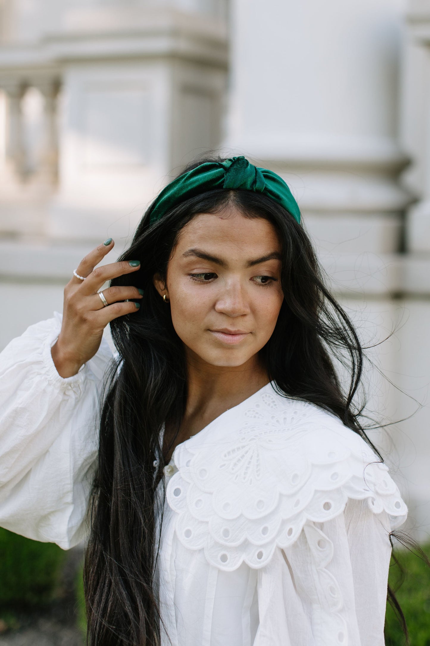 Green Velvet Knotted Headband