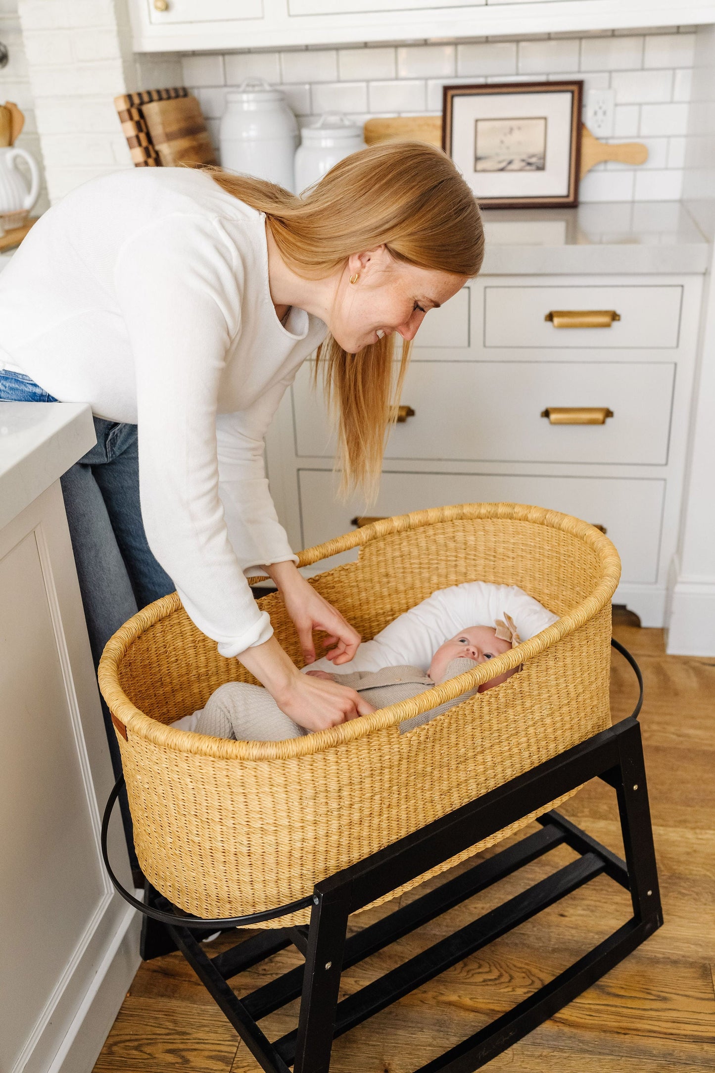 African Moses Basket, No Hood, Inset Handle