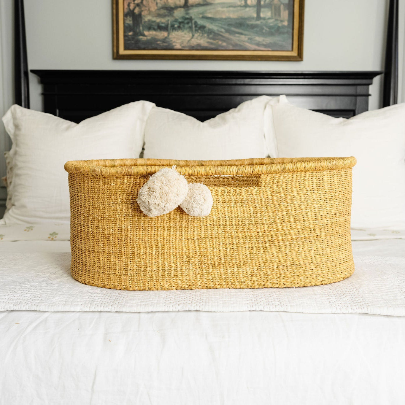African Moses Basket, No Hood, Inset Handle