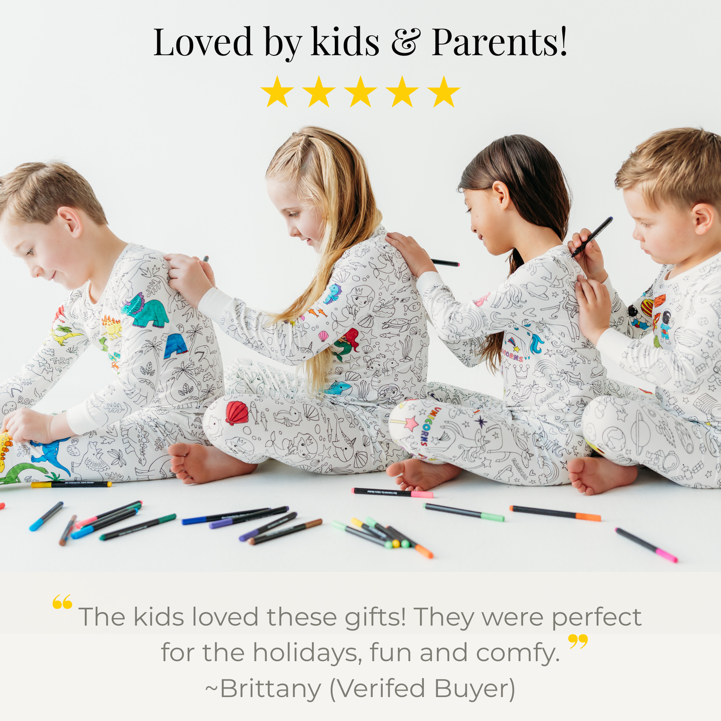 Space Coloring Pajamas for Kids | Soft Bamboo 2 Piece Set