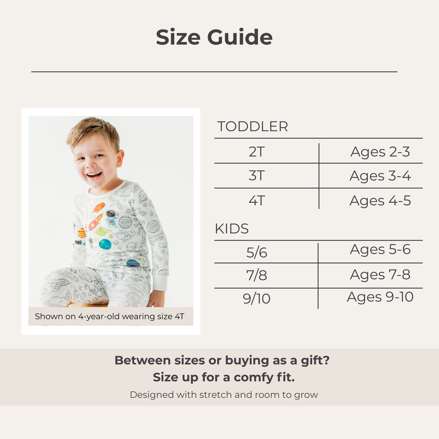 Space Coloring Pajamas for Kids | Soft Bamboo 2 Piece Set