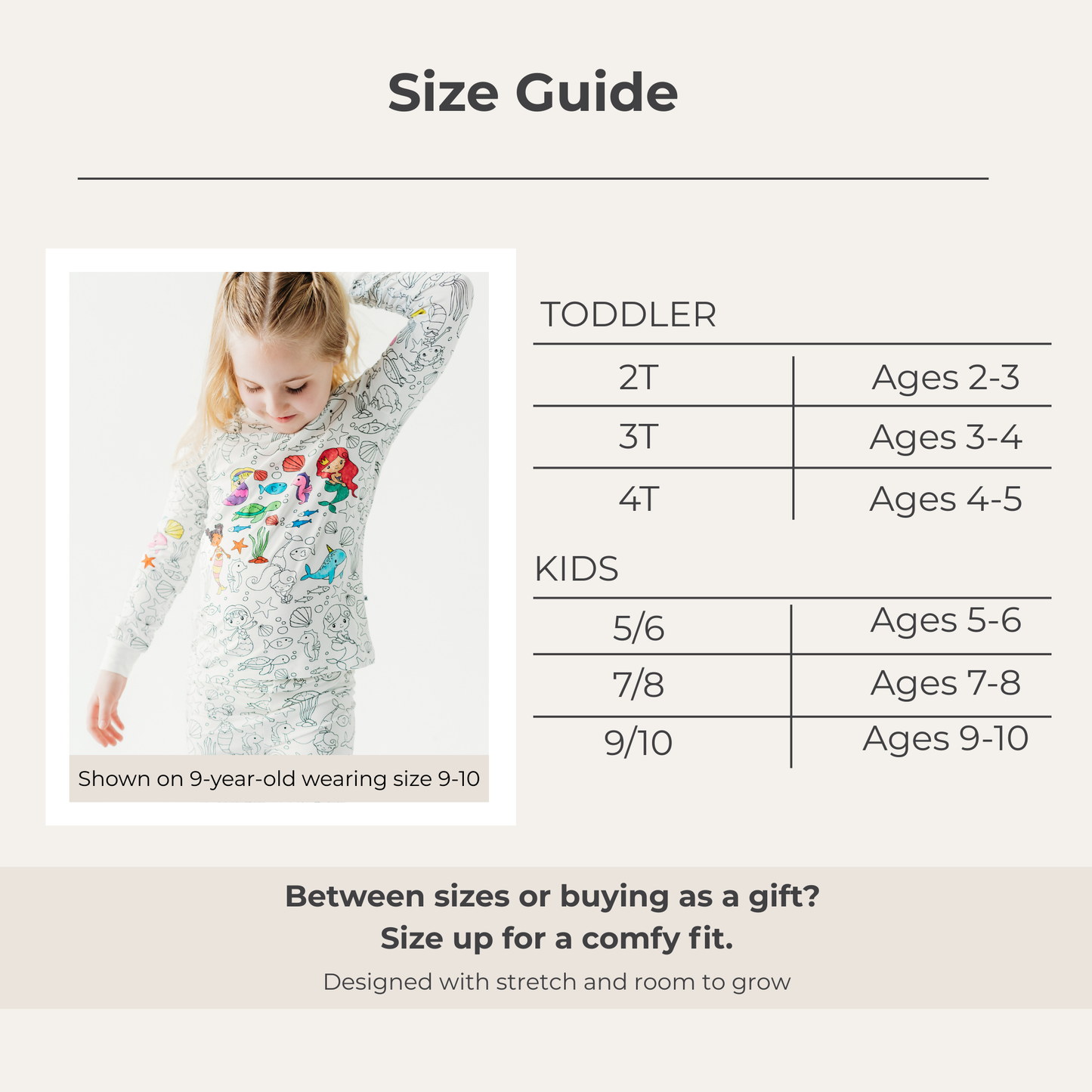 Mermaid Coloring Pajamas for Kids | Soft Bamboo 2 Piece Set