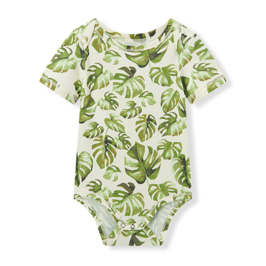 Island Leaf Cotton Stretch Short Sleeve One Piece