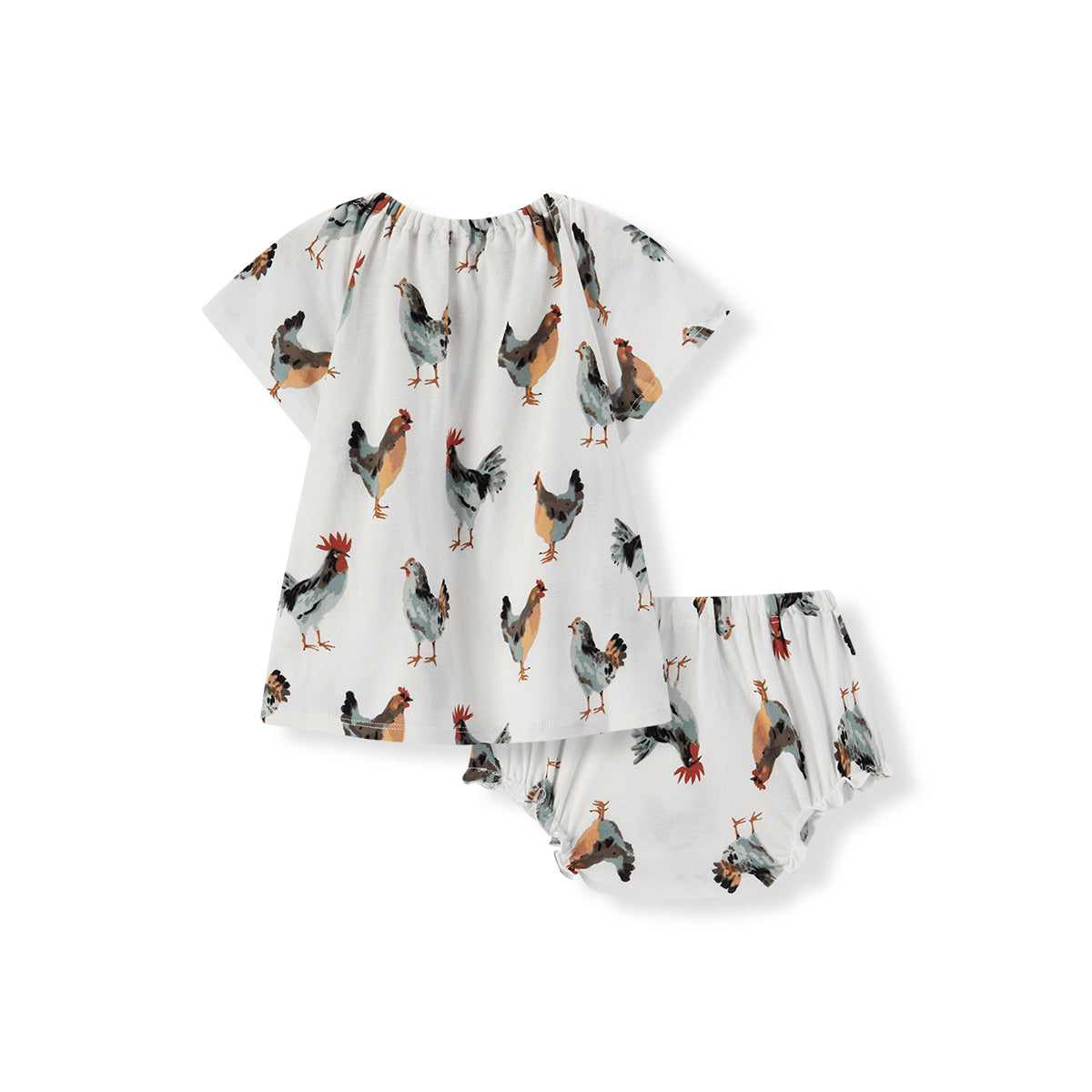 Chicken Organic Cotton Dress & Bloomer Set
