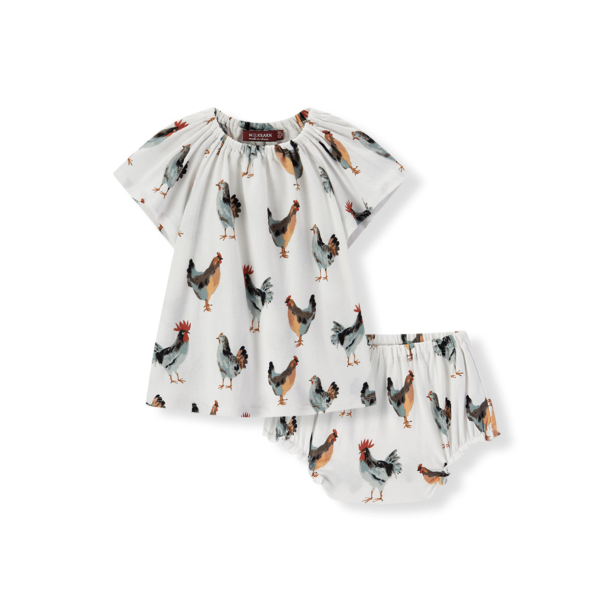 Chicken Organic Cotton Dress & Bloomer Set