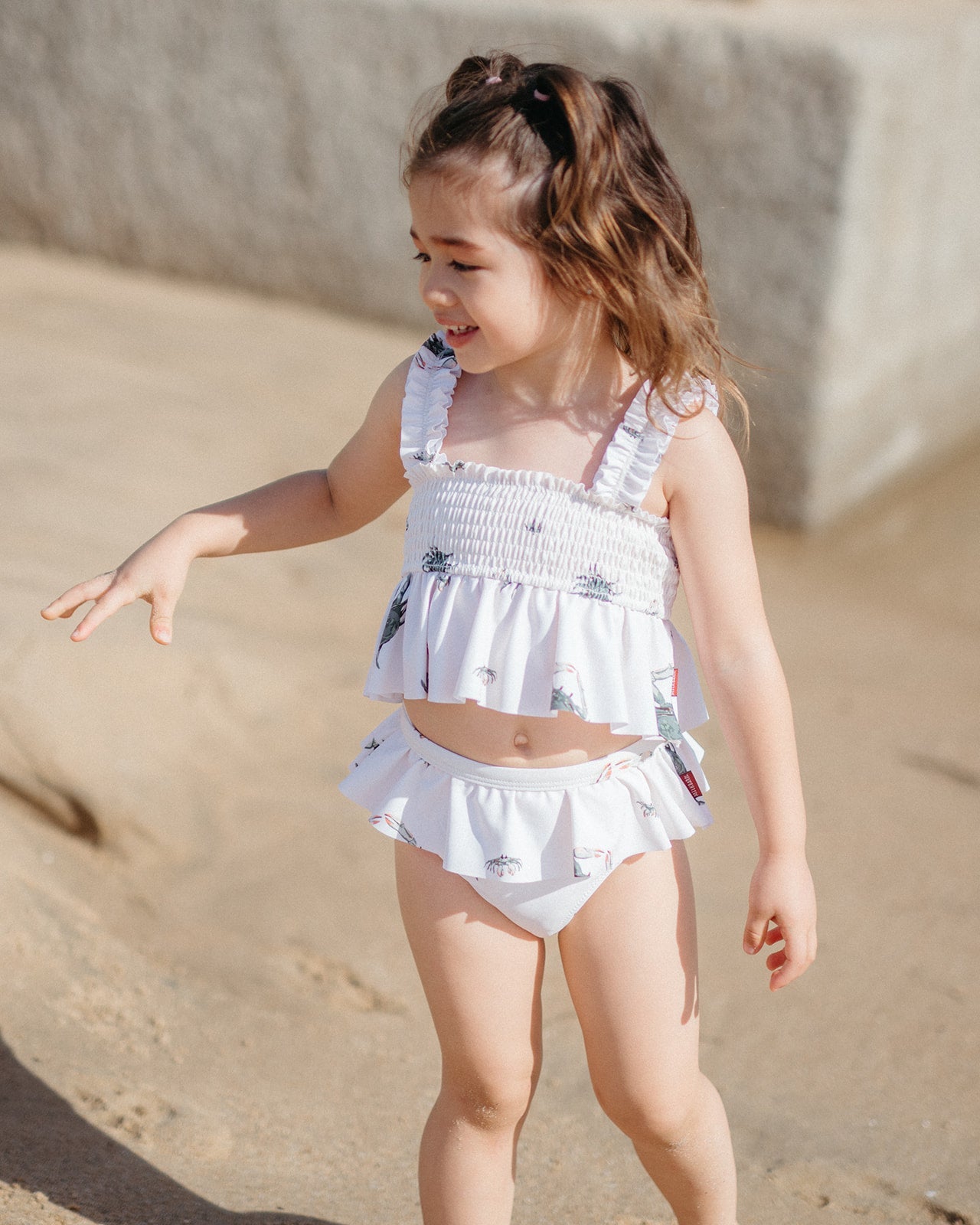 Coastal Crab Ruffle Two Piece Swimsuit