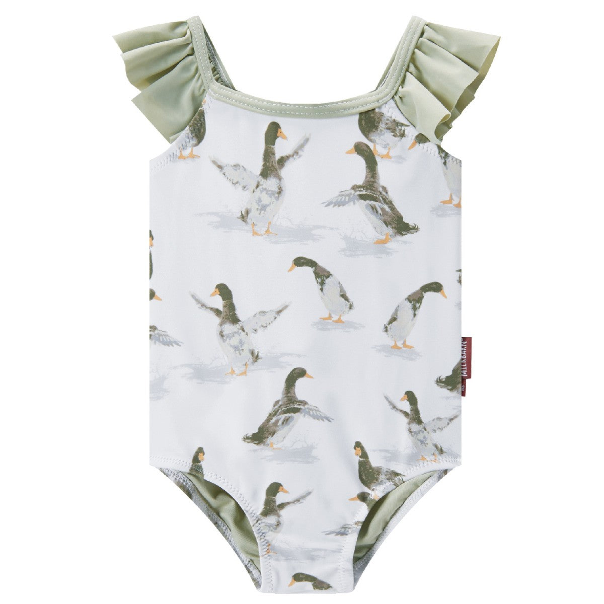 Duck Ruffled Cross Back Swimsuit