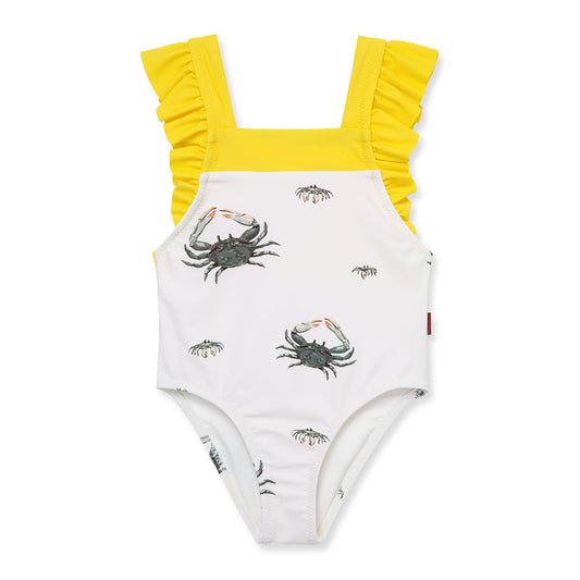 Coastal Crab Ruffle Square Neck Swimsuit