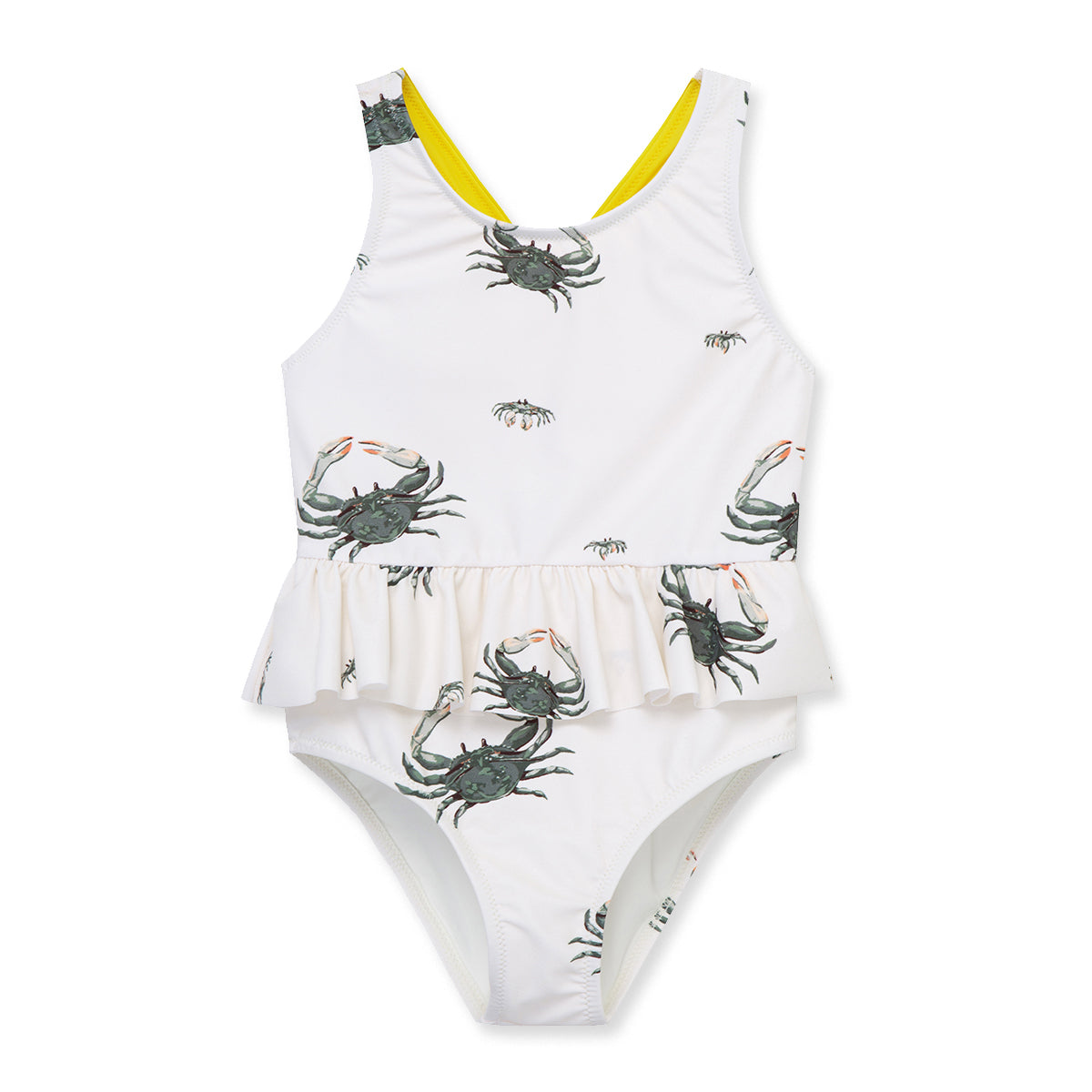 Coastal Crab Ruffle Waist Suspender Swimsuit