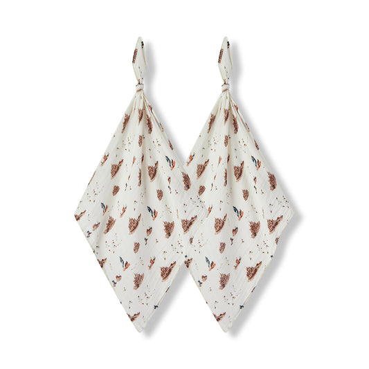 Sandcastle Organic Cotton Muslin Two-Piece Burp Cloth Set