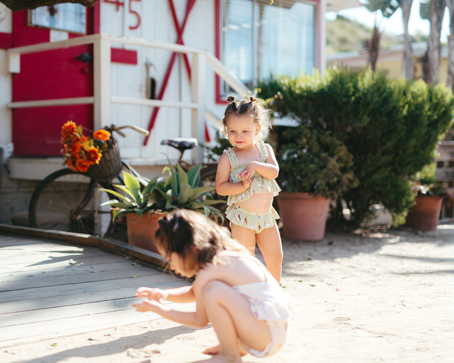 Coastal Crab Ruffle Two Piece Swimsuit
