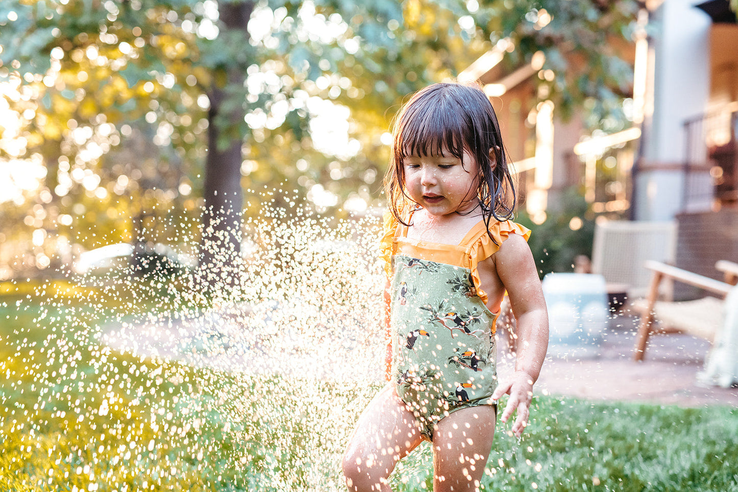 Toucan Ruffle Square Neck Swimsuit