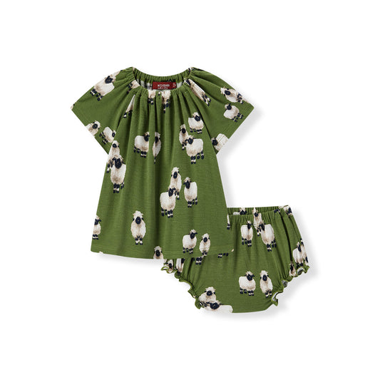 Valais Sheep Bamboo Dress & Bloomer Set