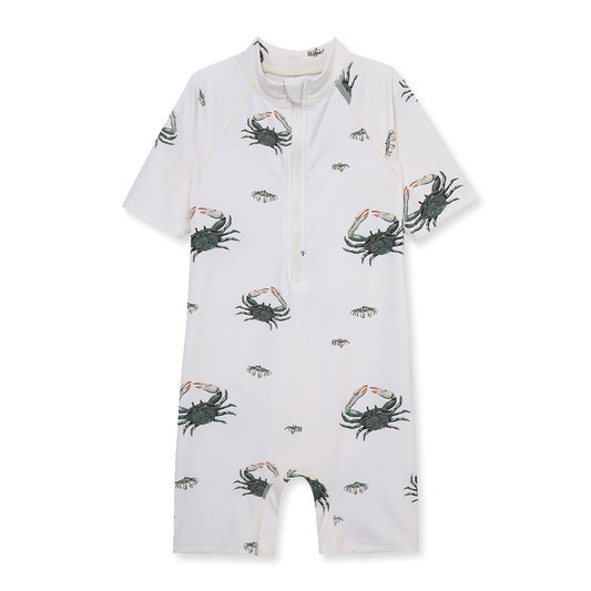 Coastal Crab Zipper Short Sleeve Shortall Swimsuit