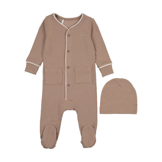 Ribbed Grandpa Footie- Cocoa