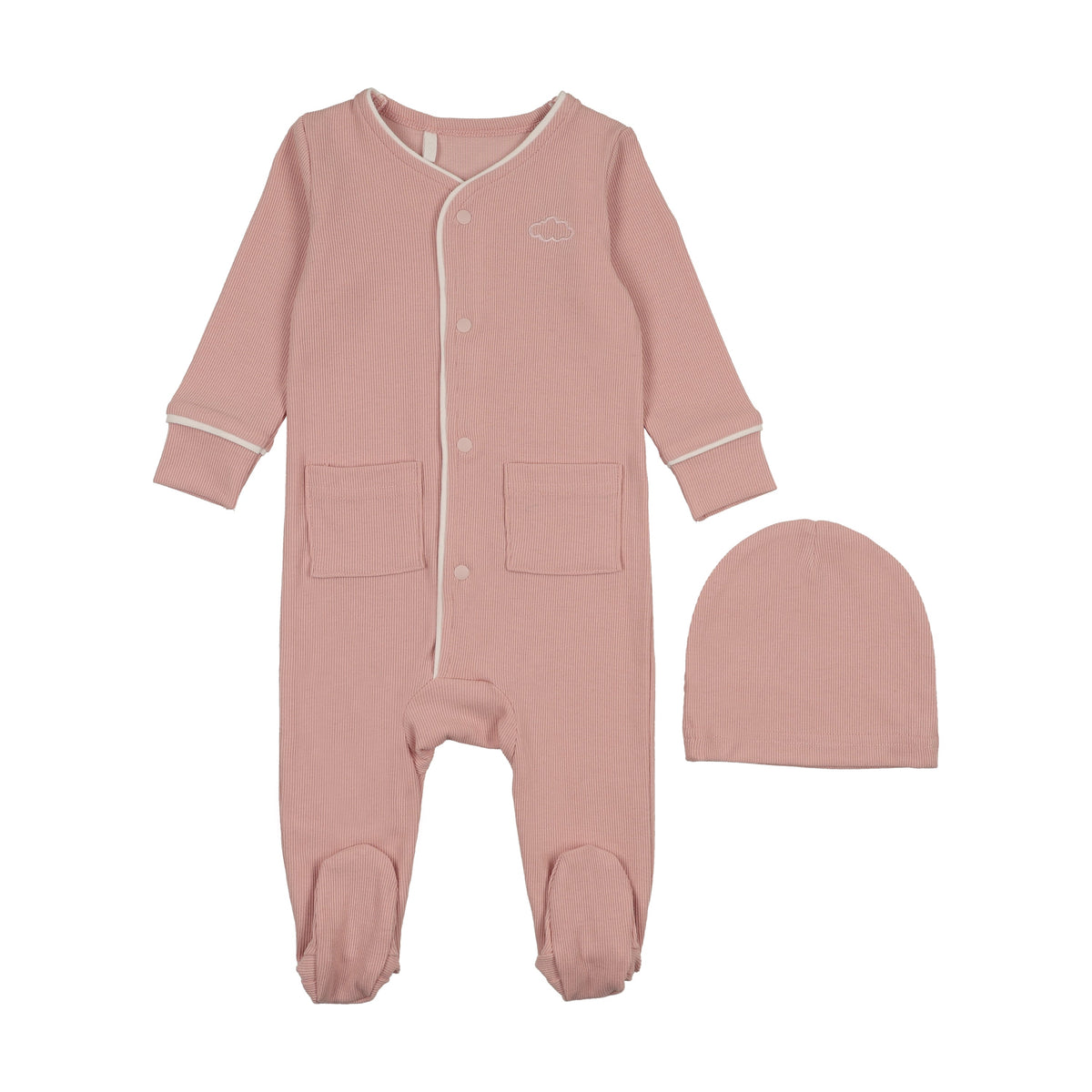 Ribbed Grandpa Footie- Pink