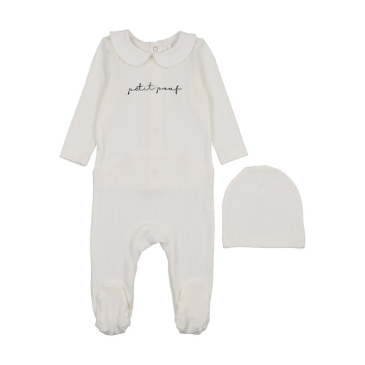 Petit Pouf Footie-White/Blue