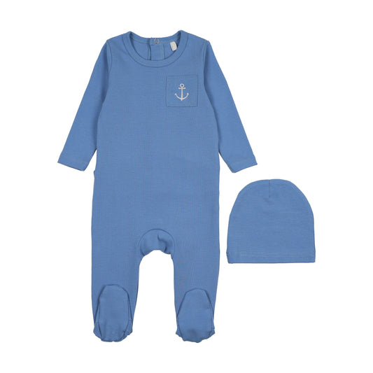 Stitched Graphic Footie- Blue