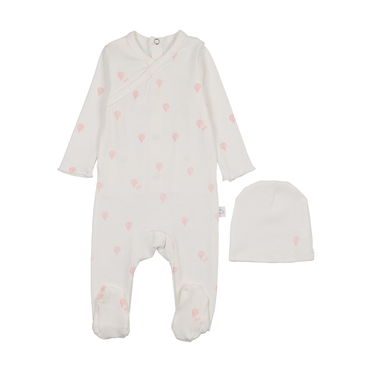 Hot Air Balloon Printed Footie- White/Pink