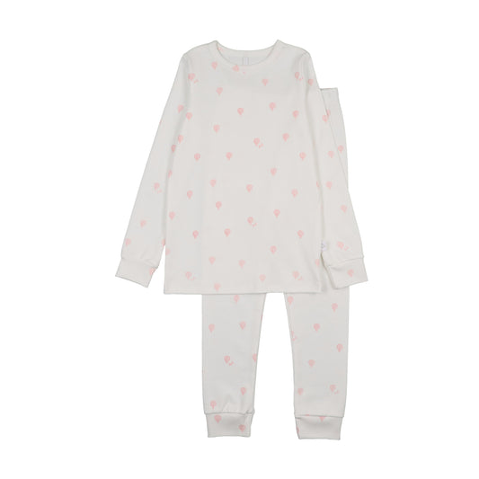 Hot Air Balloon Printed PJ- White/Pink