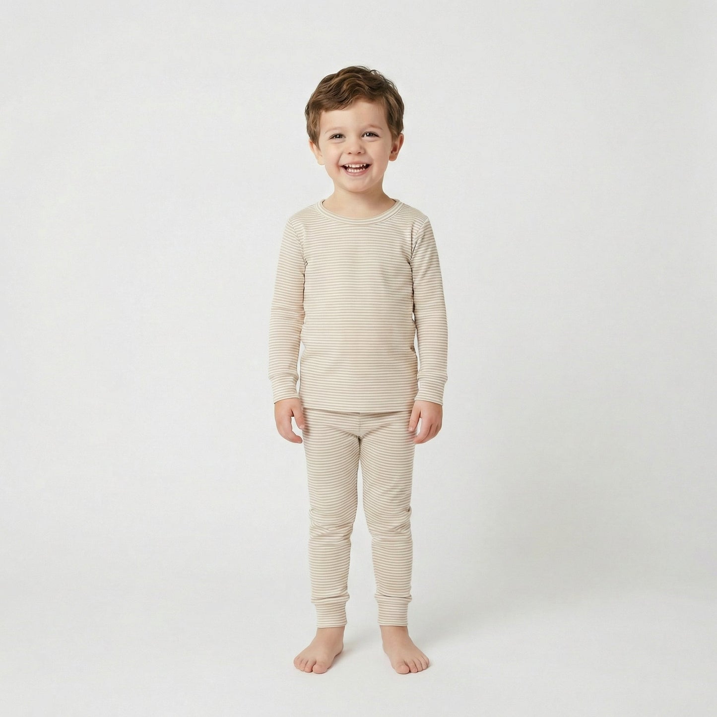 Oatmeal Stripe Bamboo Kids Pajama Set