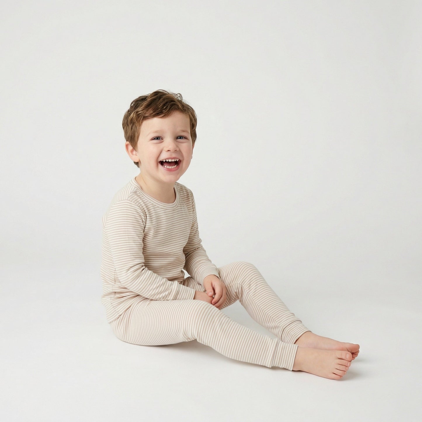 Oatmeal Stripe Bamboo Kids Pajama Set
