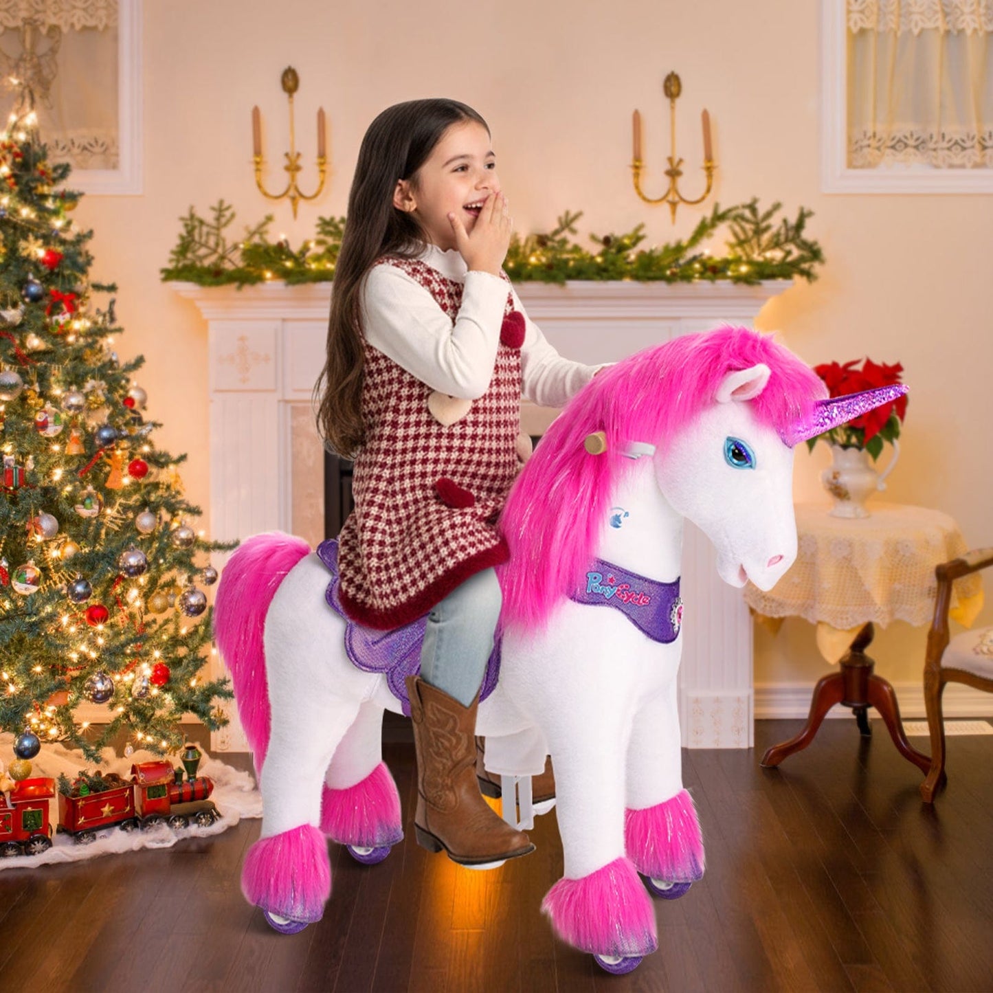 Model Y® Unicorn Ride-On Toy Age 4–7 – Pink/Purple
