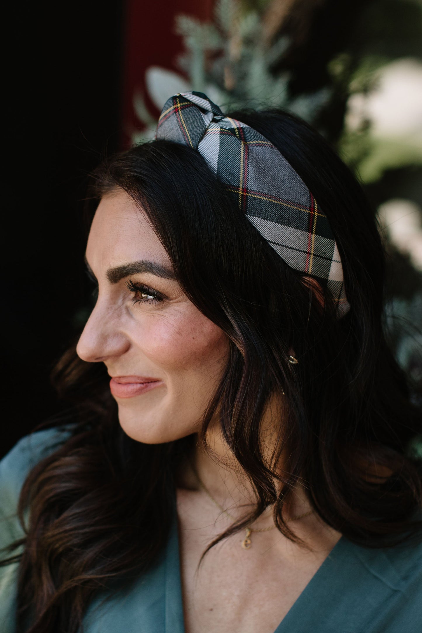 Spruce Plaid Knotted Headband
