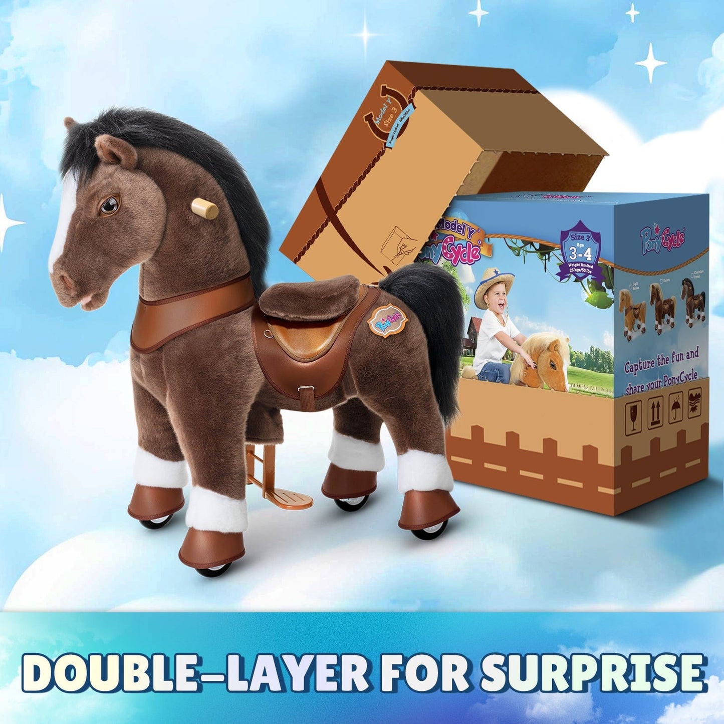 Model Y® Horse Ride-On Toy Age 3–4 – Chocolate Brown
